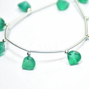 Top Quality Natural Green Onyx Heart shape Faceted Gemstone Beads Length - 7 Inch Size - 7 mm Peices - 10