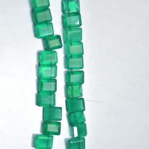 Natural AAA QUALITY Green Onyx Rectangle Faceted Gemstone Beads 13 Inch Strand 6 × 8 mm Weight - 77 cts