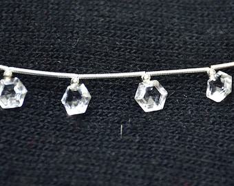 Faceted Crystal Quartz Hexagon Beads: 8mm Gemstone Strand