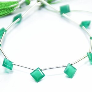 AAA Quality Natural Green Onyx Kite Shape Faceted Gemstone Beads 7 Inch Strand 8 mm Peices - 10