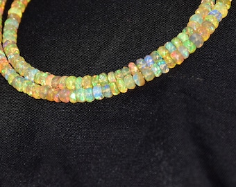 Natural AAA QUALITY fire Ethiopian opal Necklace Rondelle Faceted Gemstone Beads 16.50 Inch Strand 3 mm t o 4.50 mm