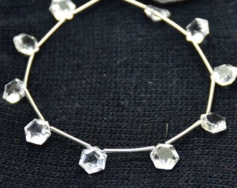 Perles hexagonales en cristal à facettes : fabrication de bijoux en pierres précieuses de 8 mm, 10 pièces