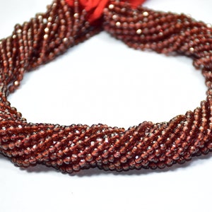 AAA Quality Natural Mozambique Garnet  Round Ball Faceted Gemstone Beads 13 Inch Strand 3mm