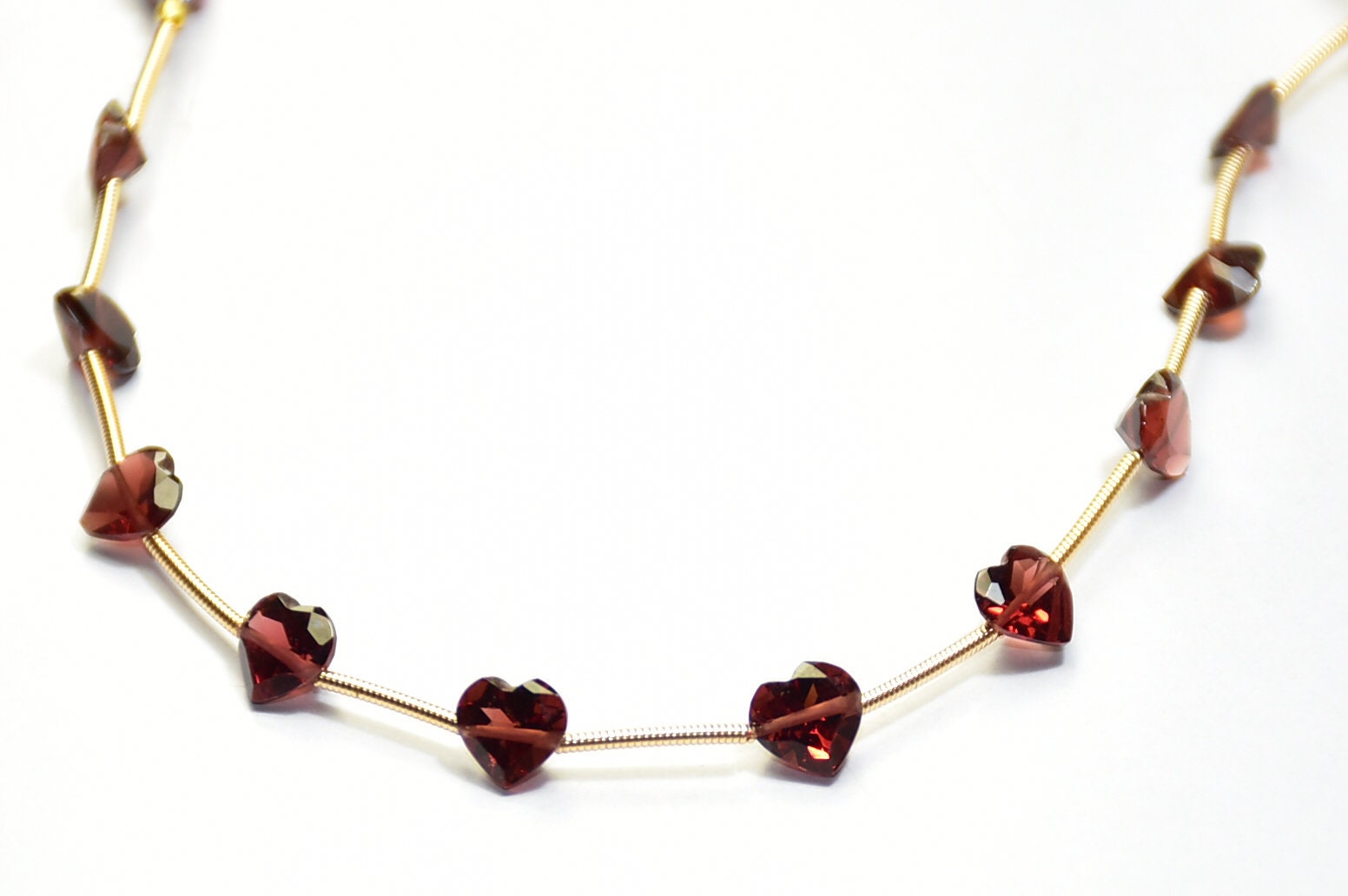 Collier Perles Grenat Du Mozambique - Pierres Naturelles Facettées 8-10mm - 17 Pouces - Neuf Sans Emballage