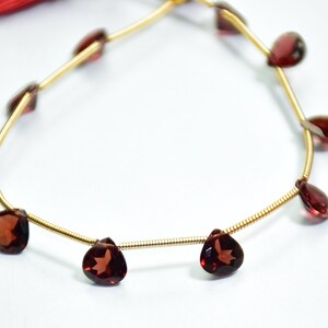 Natural Top Quality Mozambique Garnet Heart Faceted Gemstone Beads 7 Inch Strand 7 mm Peice - 10
