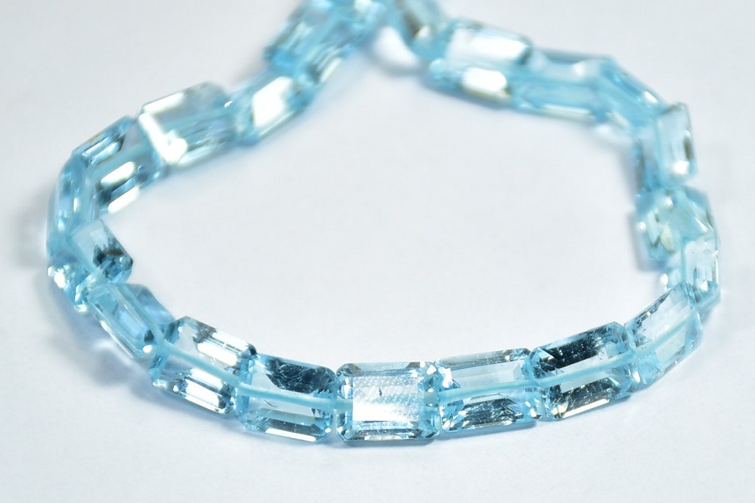 Amazing Color Natural Blue Topaz Rectangle Shape Faceted Gemstone Beads ...