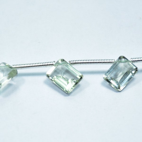 AAA Qualiity Natural Green Amethyst Rectangle Shape Faceted Gemstone Beads 7 Inch Strand 6 × 8 mm  Peice - 11