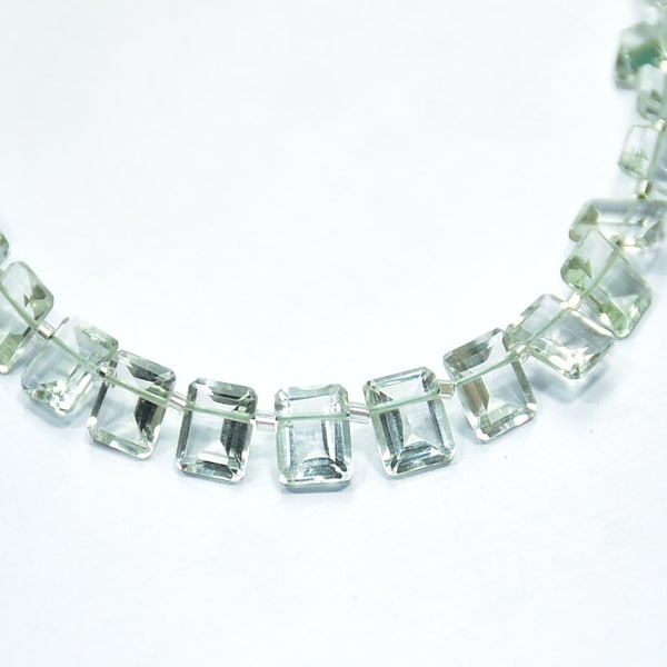 AAA Qualiity Natural Green Amethyst Rectangle Shape Faceted Gemstone Beads 7 Inch Strand 6 × 8 mm Peices - 15