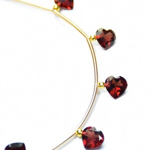 Natural Top Quality Mozambique Garnet Heart Faceted Gemstone Beads 7 Inch Strand 7 mm Peice - 10