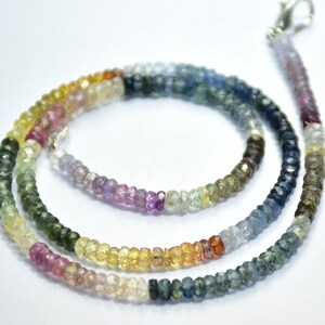 Necklace Top Quality Natural Multi Sapphire Rondelle Faceted Gemstone Beads 16 Inch Strand 3.50 mm To 4 mm
