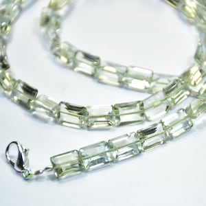 Necklace Top Qualiity Natural Green Amethyst Rectangle Shape Faceted Gemstone Beads 17 Inch Strand 6 × 8 mm