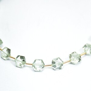 Top Quality Natural Green Amethyst Hexagon shape Faceted Gemstone Beads 7 Inch Size - 7 mm