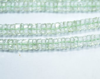 Green Amethyst Heishi Beads: Faceted Tyre Gemstone, 16 Inch Strand