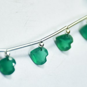 Top Quality Natural Green Onyx Heart shape Faceted Gemstone Beads Length - 7 Inch Size - 7 mm Peices - 10