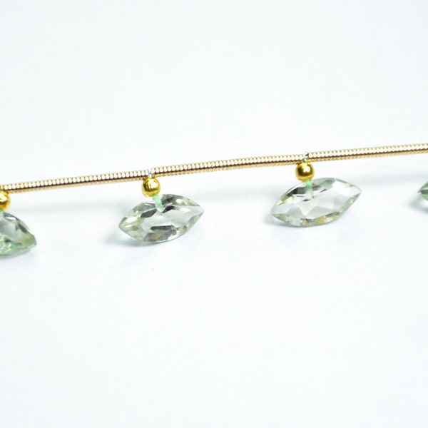 AAA Qualiity Natural Green Amethyst Marquise Shape Faceted Gemstone Beads 7 Inch Strand 5 × 10 mm Peice - 10