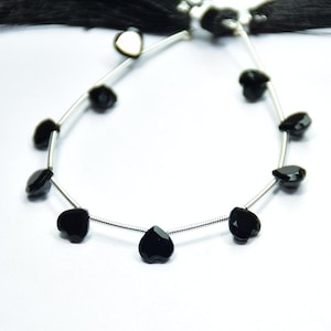 Black Onyx Faceted Heart Beads, Top Quality Black Onyx Faceted Beads, Natural Onyx Gemstone Beads, Onyx Heart Shape Beads, 7mm ,Pieces-10