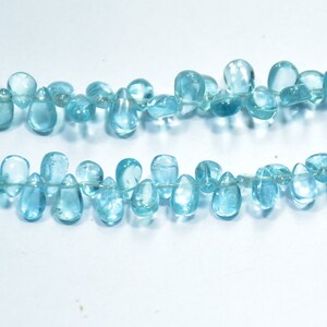 Natural AAA QUALITY Apatite Pear Plain Gemstone Beads 7.75 Inch Strand 3 × 5 mm to 5.50 × 7.50 mm