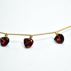 Natural Top Quality Mozambique Garnet Heart Faceted Gemstone Beads 7 Inch Strand 7 mm Peice - 10