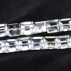 Top Quality Natural Crystal Quartz Square Shape Faceted Gemstone Beads 13 Inch Strand 7 mm Weight - 70 carat