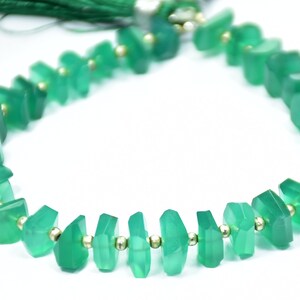 Top Quality Natural Green Onyx Tumble Faceted Gemstone Beads Length - 7 Inch Strand 6 × 9.50 mm To 6  × 6.50 mm