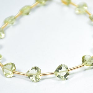 Top Quality Natural Lemon Heart Shape Faceted Gemstone Beads Length - 7 Inch Size - 7 mm Peices - 15