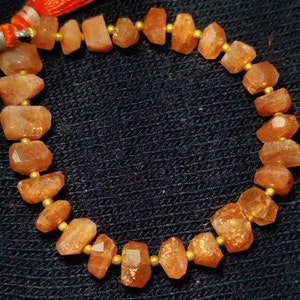 Natural Top Quality Sunstone Tumble Faceted Gemstone Beads 7 Inch Strand 5 × 5.50 mm to 8.50 × 11.50 mm