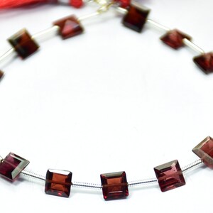 Natural Top Quality Mozambique Garnet Square Faceted Gemstone Beads Length - 7 Inch Strand Size - 6 mm Peice - 15
