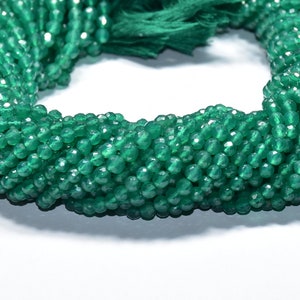 Natural AAA QUALITY Green Onyx Round Ball  Rondelle Faceted  Gemstone Beads 13 Inch Strand 3.50 - 4mm