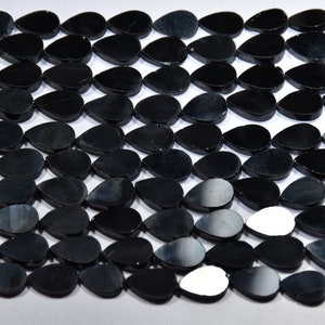 Natural Black Spinal Pear Plain Gemstone Beads 13.50 Inch Strand 6 - 9  MM