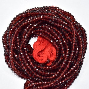 Natural Mozambique Garnet Rondelle Beads: Faceted Gemstone Strand (13 Inch)