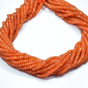 Top Quality Natural Carnelian Rondelle  Faceted Gemstone Beads 13 Inch Strand 3.50 -4 mm