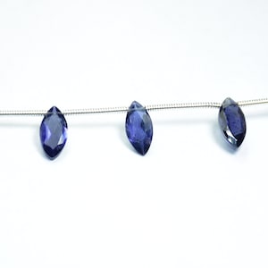 Natural Best Quality Iolite marquise Faceted Gemstone Beads 7 Inch Strand 5 × 10 mm Peices - 10