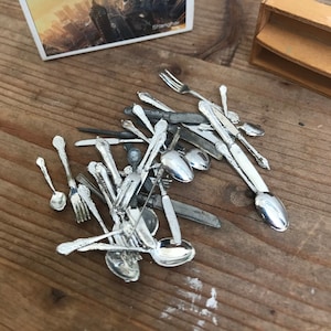 Dolls house cutlery, knives, forks, spoons, storage box, table decoration, display, decoration,collection, Fionaforthartisan,toy, miniature