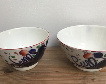 Allertons Gaudy Welsh bowls,set of three,smoking Indian,oyster,ornaments,display,decoration,vintage,collectible,collection,storage,homedecor