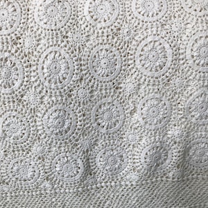 Crochet vintage lace tablecloth or bedspread, white, handmade, cotton, bedroom, dining room, table, cloth, bedding, Fionaforthartisan, fine