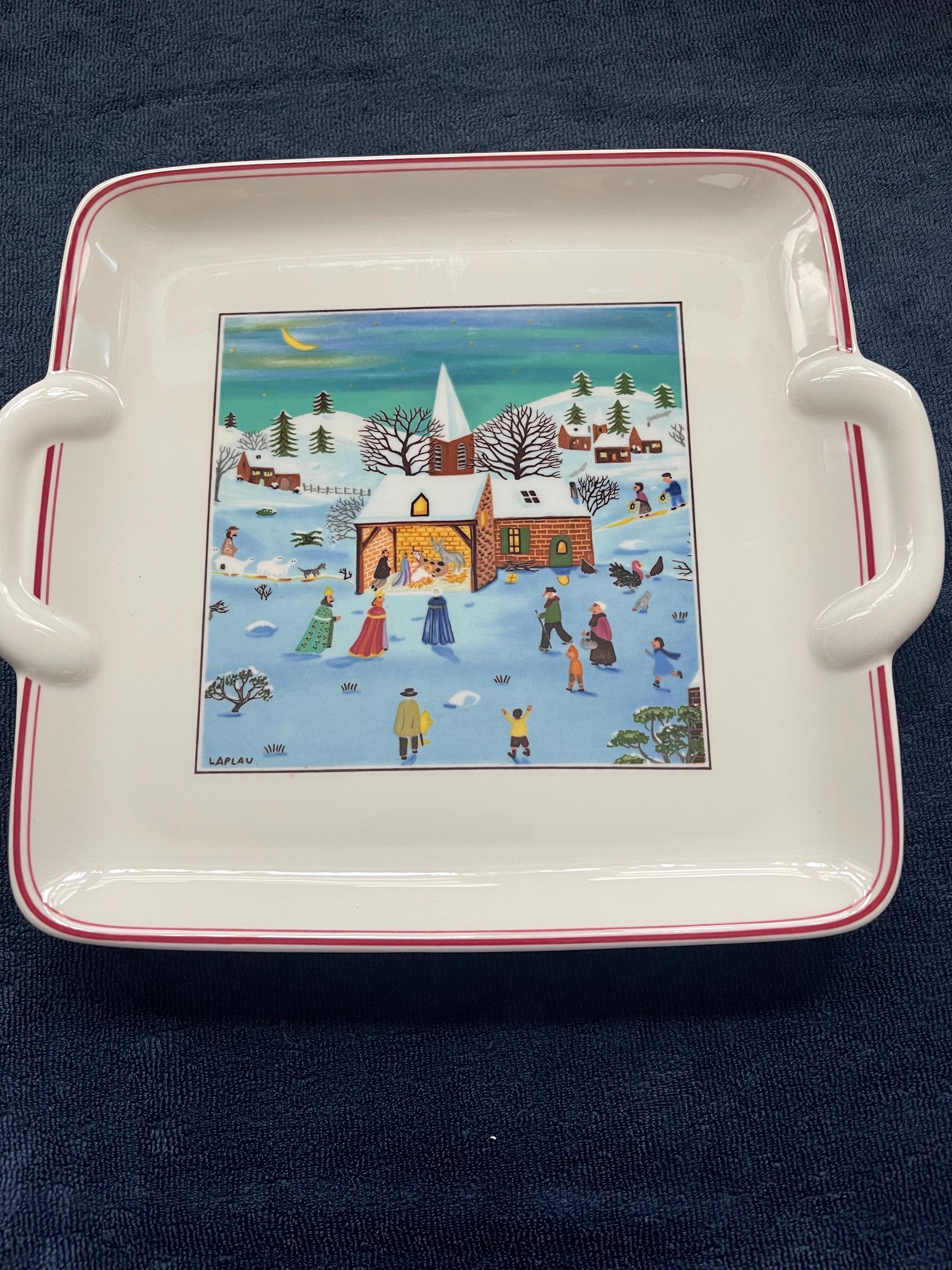Villeroy and Boch Naïf Christmas Scene Square Plate, Handles