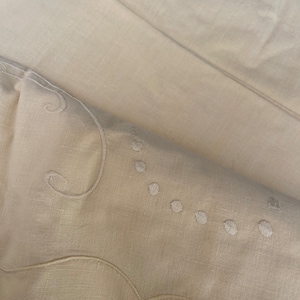 Vintage pale yellow embroidered cotton  single top sheet, pre loved, heavy, thick, bed, turn back, Fionaforthartisan, decorative, pre loved,