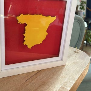 España, España, cuadro de sombra enmarcado, país, mapa, decoración, imagen, recuerdo, rojo, amarillo, decoración de pared, hogar, regalo, costa, sombra, bandera