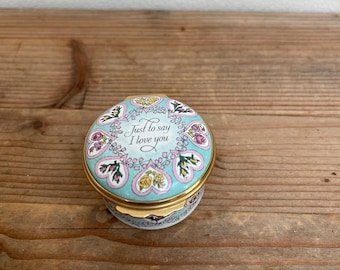 Staffordshire Enamels Hand Painted Trinket Box. Inscribed