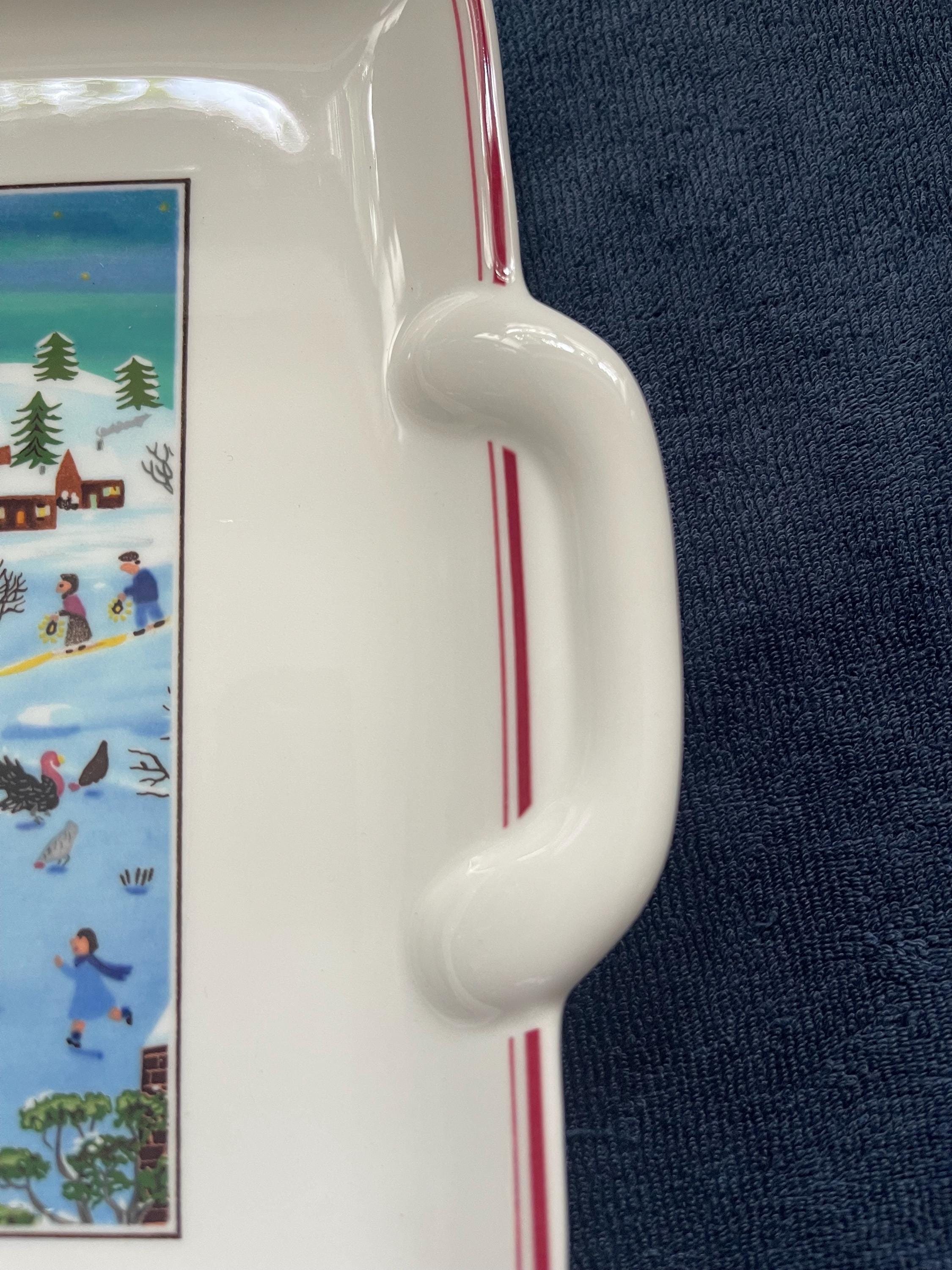 Villeroy and Boch Naïf Christmas Scene Square Plate, Handles