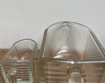 Ruhrglas Schubladen Vintage German Made, Aufbewahrung, Kräuter, Gewürze, Samen, gesprenkelt, geriffelt, groß, vorgeliebt, strukturiert, Griff, Auslauf