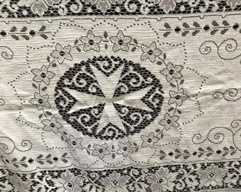 Fionaforthartisan,lace,tablecloth,cut,out,star,vintage,cotton,decoration,home,decor,table,dining,garden,party,gift,long,preowned,tea,time