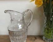 Crystal jug,pitcher,vase,cocktails,bar,pimms,display, decoration,drinks,party,entertaining,table decoration,clear glass,vintage,storage,