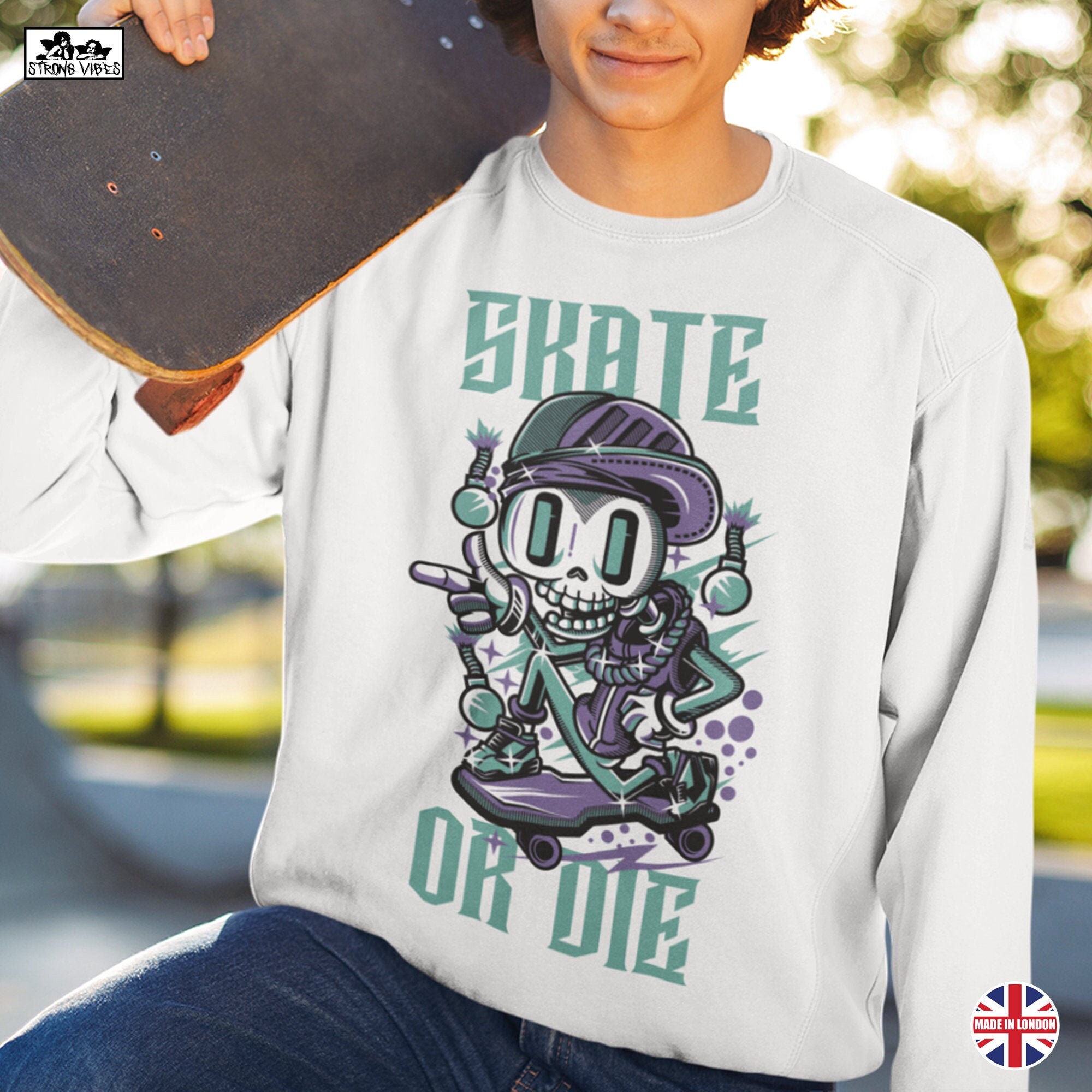 Skate Or Die Sweatshirt SkateBoard Lovers Goth Grunge Etsy