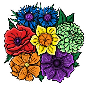 Pride Bouquet Sticker | 3&quot; Die-Cut Vinyl Sticker | Gay Pride | Pride Flowers | Rainbow Flowers