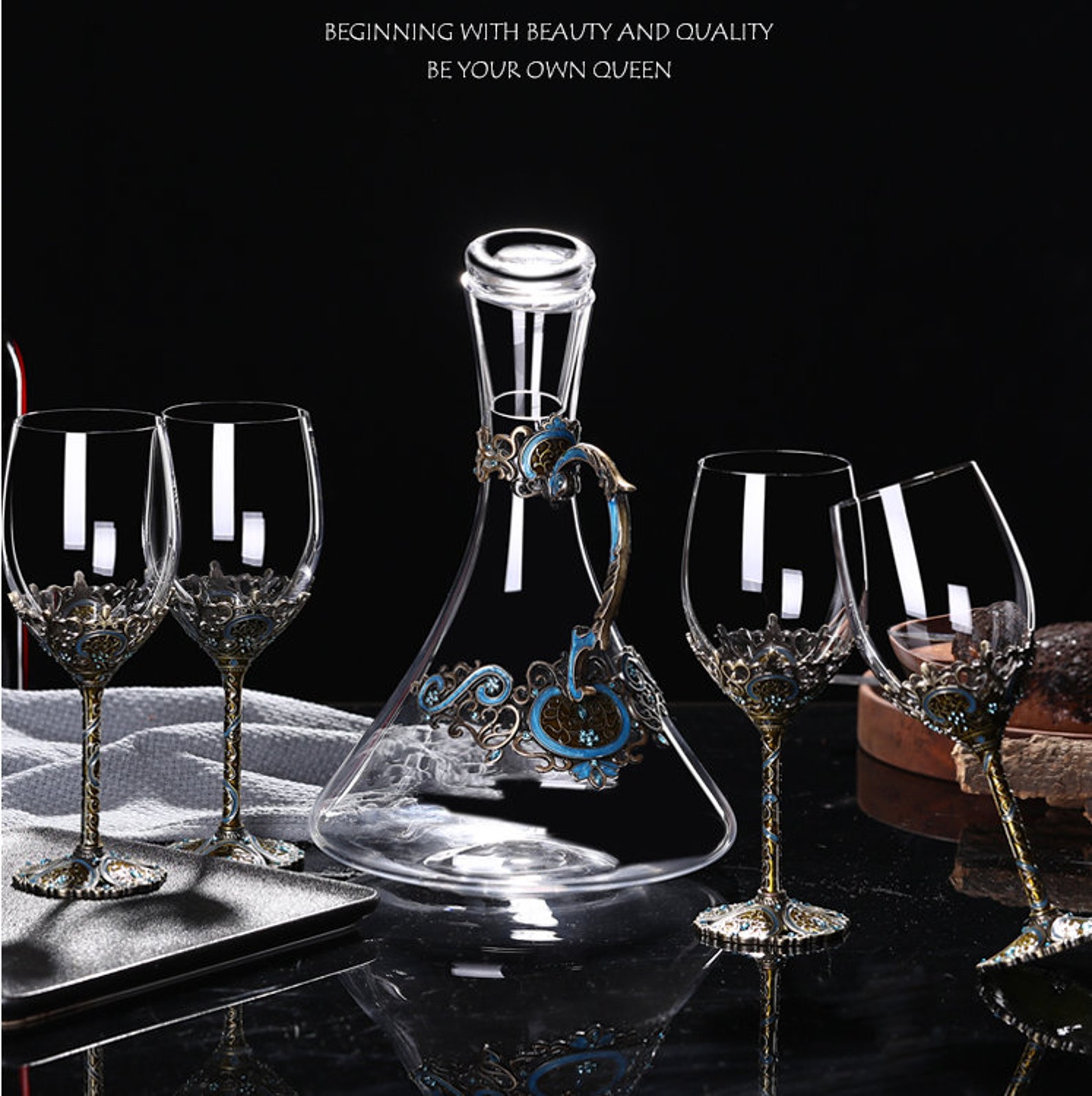 Vintage european wine crystal wine glasses Package of Etsy