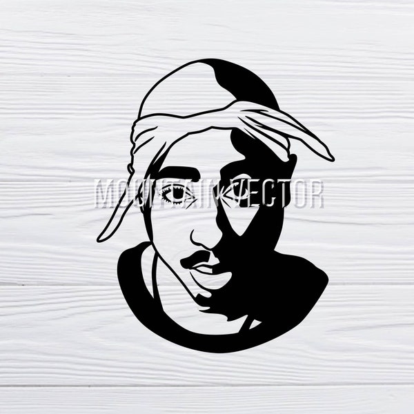 2PAC SVG, Tupac Shakur silhouette svg, Tupac Shakur Portrait SVG, Clipart, Files for Cricut, Cutting file