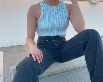 Blue & Cream Top