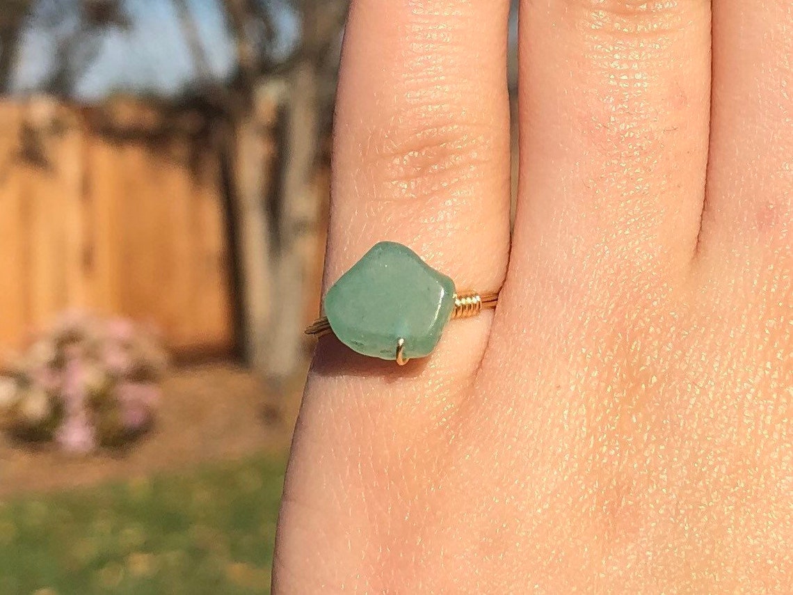 Green Aventurine Ring Etsy
