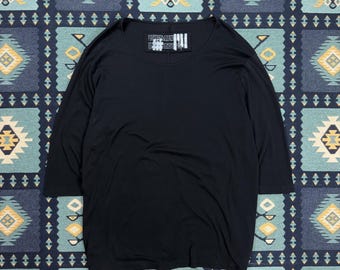 Rundholz Black Label Tunic Women S Black Cotton Oversized Boxy 3/4 Sleeve Lagenlook Avant Garde Minimalist Artwear Top